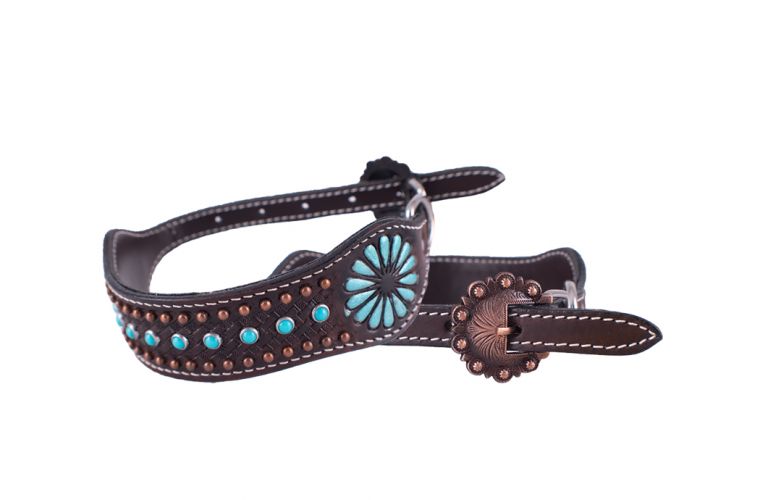 Couture ™ Genuine leather dog collar with a beaded inlay Small