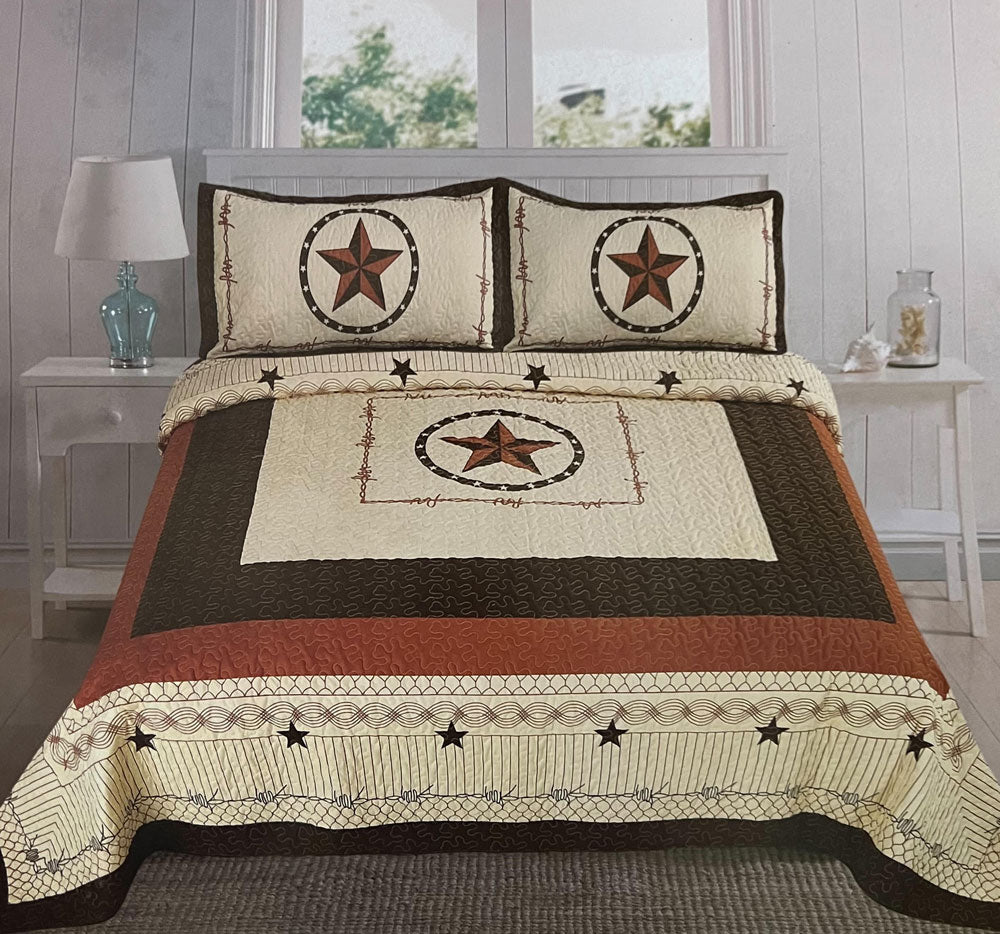 Bed - Western Star 3pc Quilt Bedspread Set