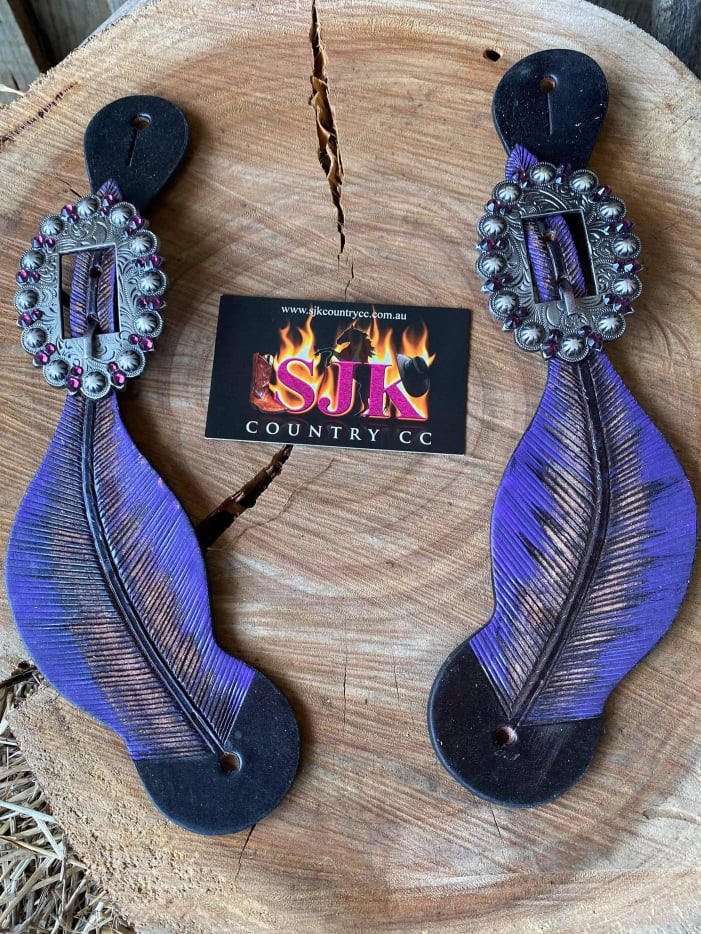 Straps - Leather Purple  Feather Spur Strap Ladies