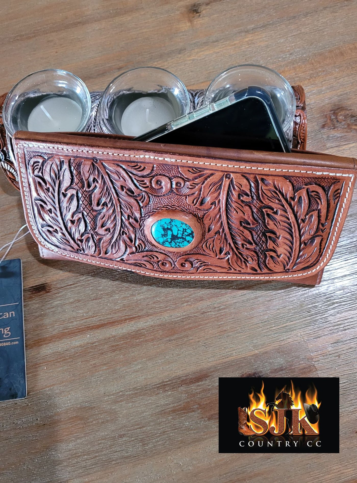 American Darling Leather Tooled Wallet