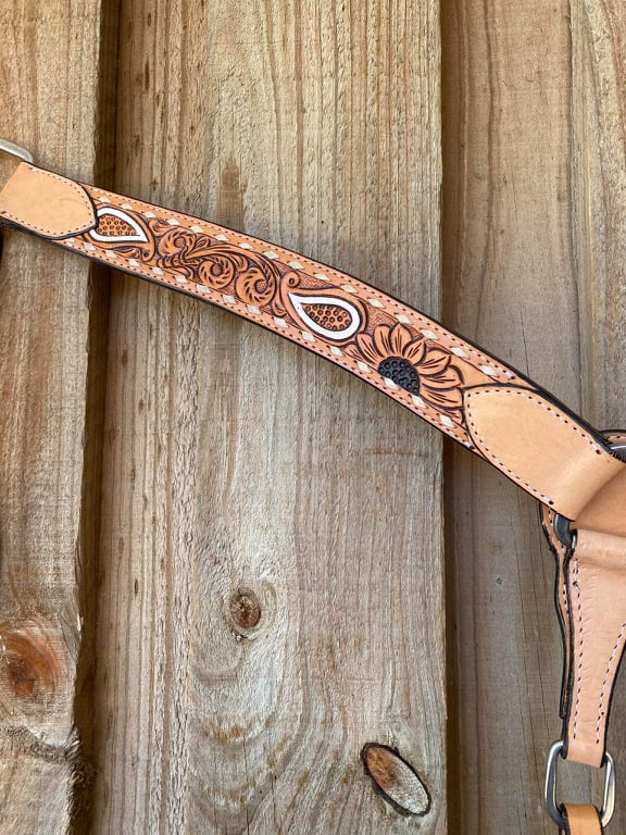 Western Tack Set - Browband American Darling Handcrafted Sunflower Headstall