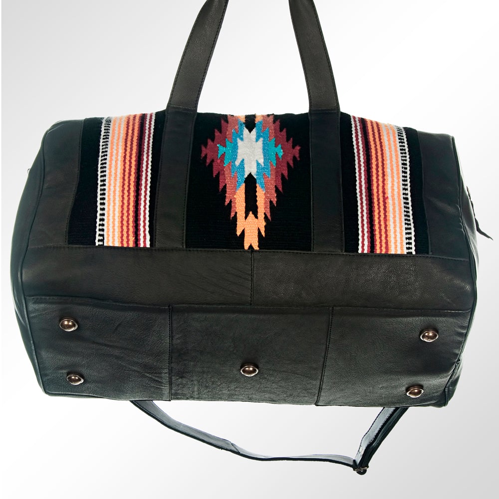 Duffle - Overnight Weekender Saddle Blanket Travel Bag w Chocolate Leather