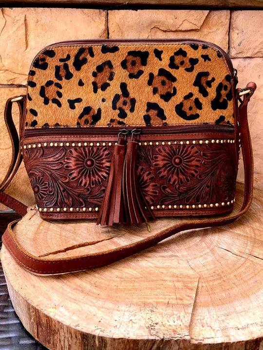 American Darling Genuine Tooled Sunflower Leather Crossbody Handbag