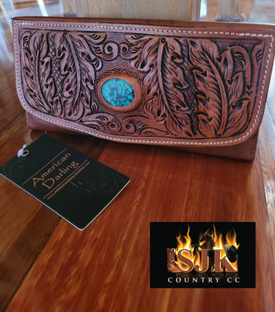 American Darling Leather Tooled Wallet