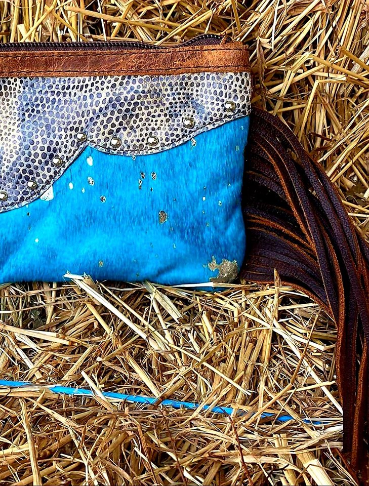 American Darling  Anaconda Genuine Cowhide Hand Tooled Leather Clutch
