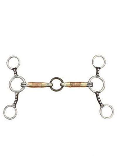 Bit - Jr Cow Horse Wire Wrapped Copper Mouth Snaffle With Dots