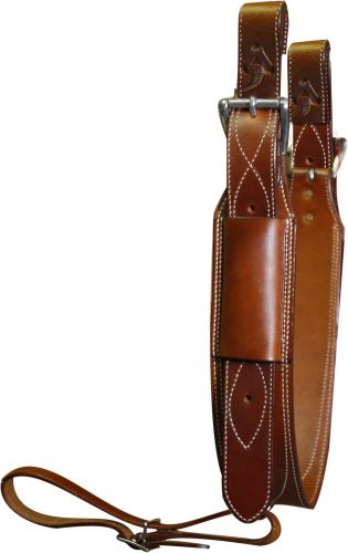 Back Rigging - Leather heavy duty 3" wide leather back cinch with rollar buckles