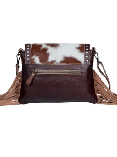 Western Hide & Leather Cowhide Carved Blossom Crossbody