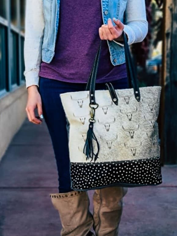 Western Hair on Hide Longhorn Tote