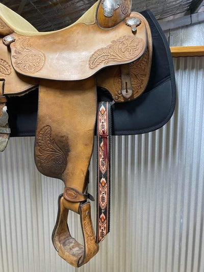 Billett -Navajo Black Nylon Western Saddle Cinch Tie Strap & Billet SET