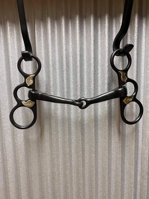 Bits - Black Steel bit with engraved oak leaf accents Black Steel 5.25"