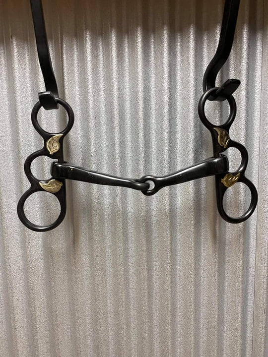 Bits - Black Steel bit with engraved oak leaf accents Black Steel 5.25"