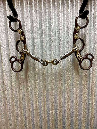 Bit - 5.5" dogbone mouth snaffle bit with copper inlays - Item 255234