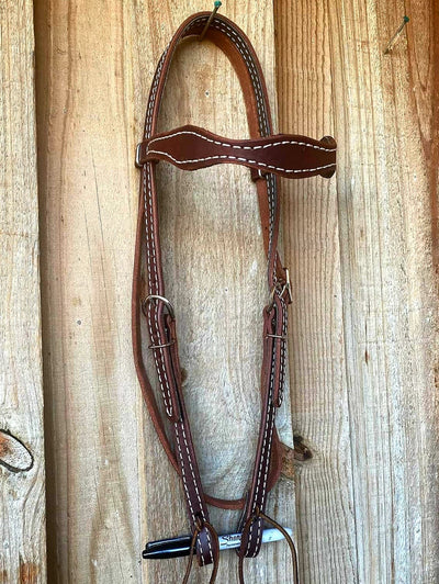 Western Bridle BROWBAND SCALLOPED HEAVY OIL  HEADSTALL