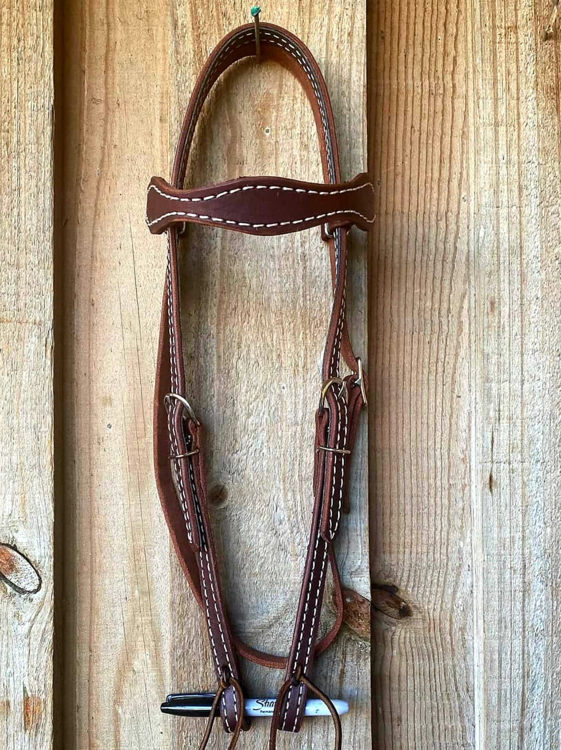 Western Bridle BROWBAND SCALLOPED HEAVY OIL  HEADSTALL