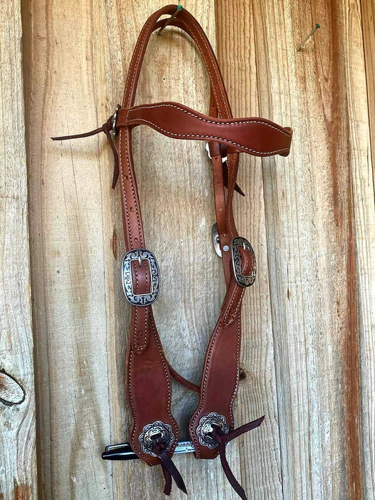 Western Bridle Show Browband  High Quality Oiled Leather USA Made