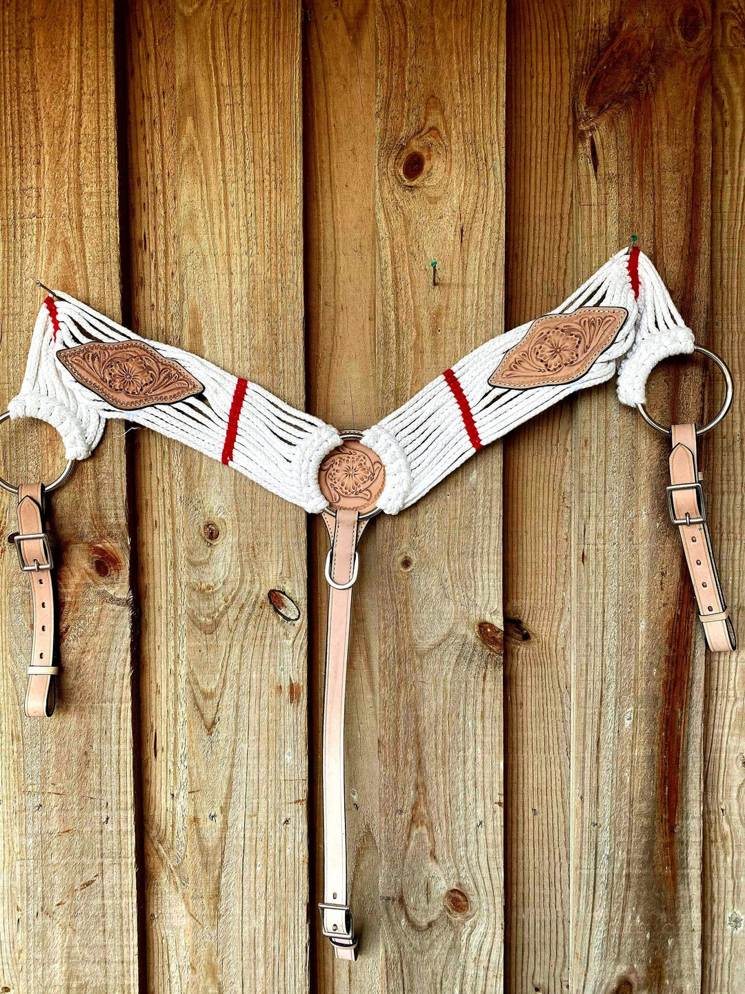 Breastcollar - String Style with Tooled Leather Detail Full Size