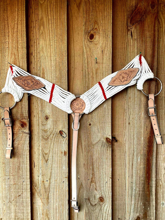Breastcollar - String Style with Tooled Leather Detail Full Size