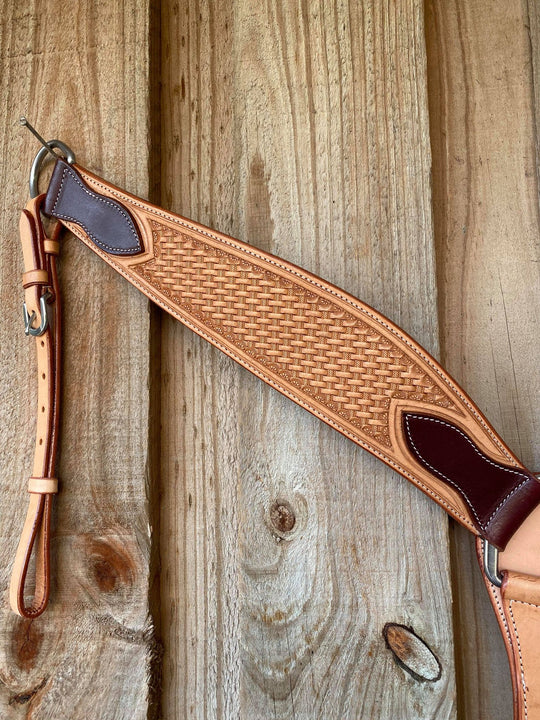 Breastcollar - Heavy Duty Basketweave Contour Breastplate Light Oil