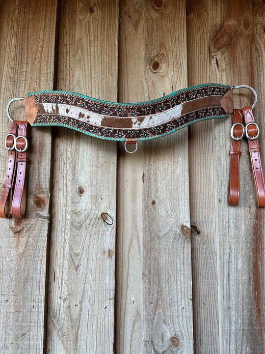 Tripping- Floral tooled Breastcollar w Cowhide Breastplate