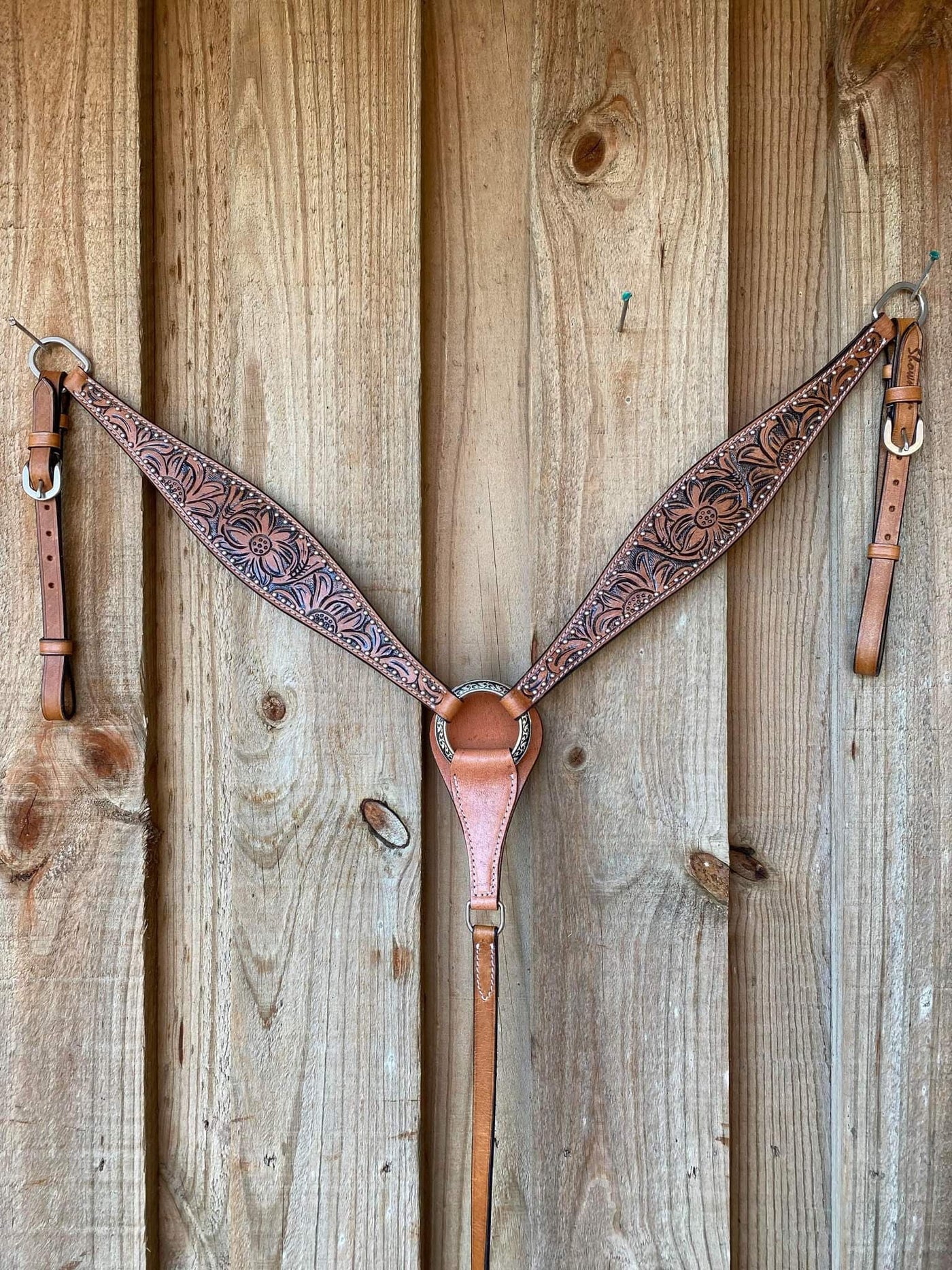 Western Tack Set Floral Tooled Leather Bridle & Breastcollar Cob/Full Size