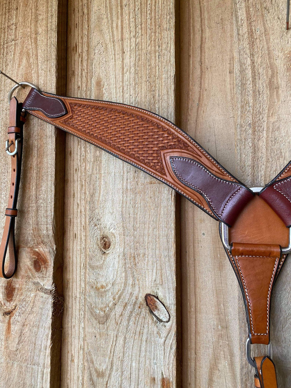 Western Tack Set - Browband  Basket Weave Leather Bridle & Breastcollar