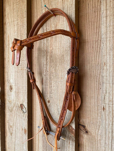 Western Bridle Browband Futurity Barbwire Tooled Headstall