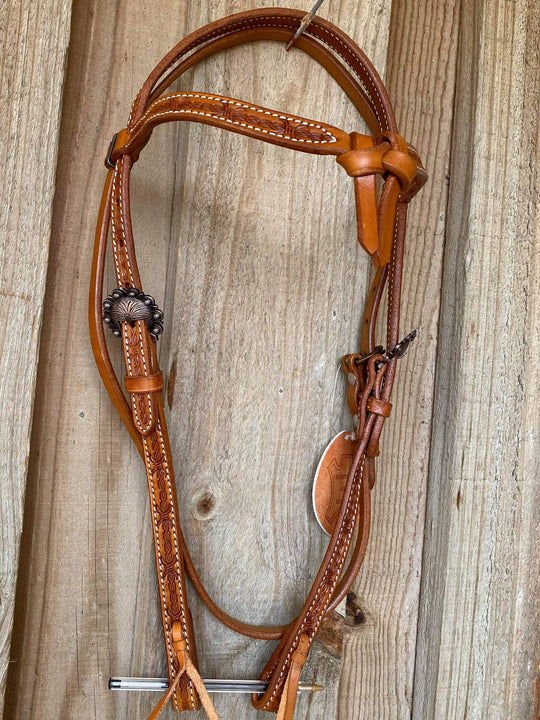 Western Bridle Browband Futurity Barbwire Tooled Headstall