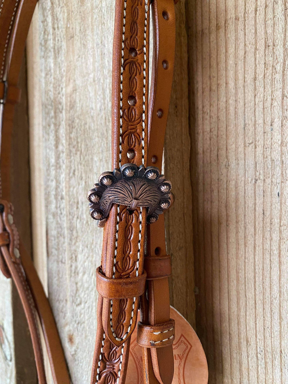 Western Bridle Browband Futurity Barbwire Tooled Headstall