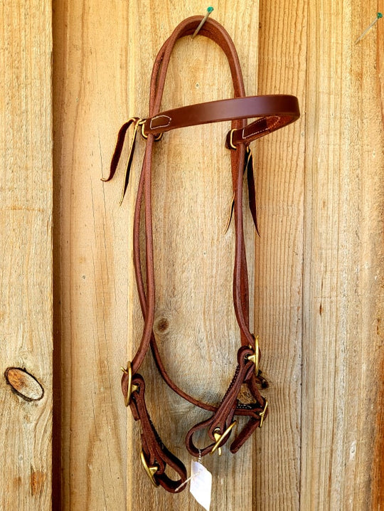 Western Bridle Browband  USA Made West Texas Oiled Work Headstall Buckle Ends