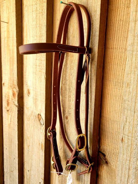 Western Bridle Browband  USA Made West Texas Oiled Work Headstall Buckle Ends