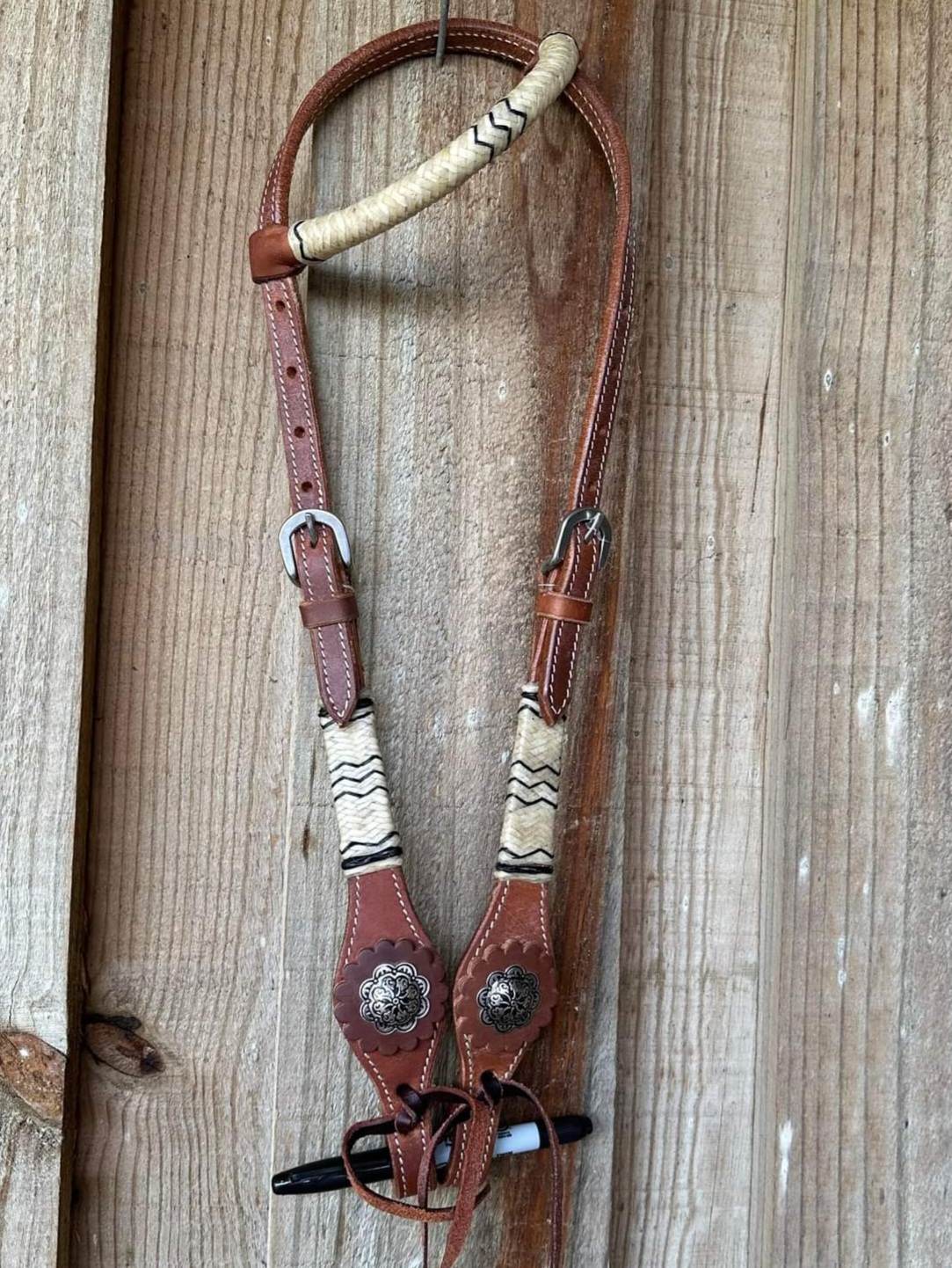 Western Bridle One Ear Rawhide Accent