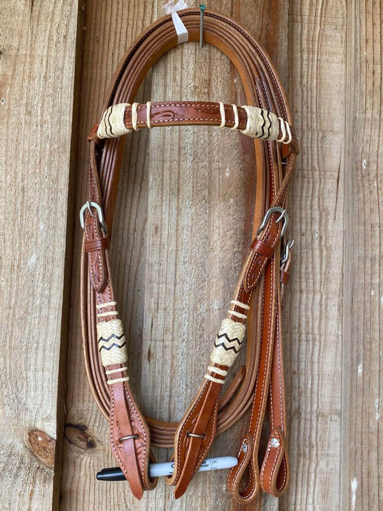 Western Bridle Browband Rawhide Accent Headstall comes w / reins