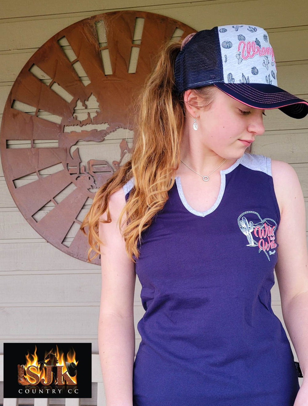 Wrangler Ladies High Profile Pony Tail Cap heart