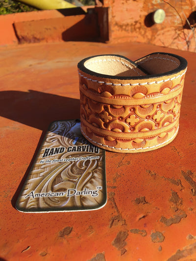 American Darling Hand Tooled Leather Cuff Bracelet