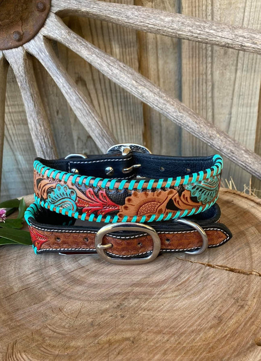 Collar - Genuine Leather Tooled Dog Collar