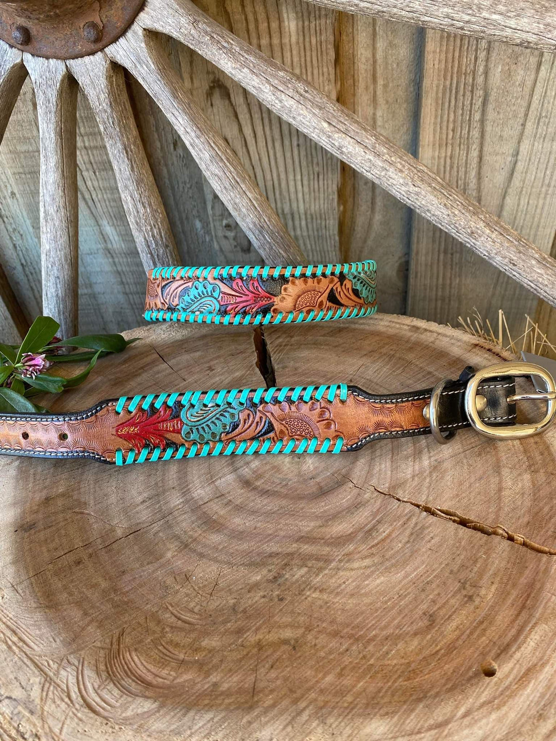 Collar - Genuine Leather Tooled Dog Collar
