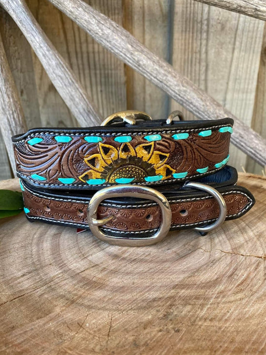 Collar - Genuine Leather Tooled Dog Collar