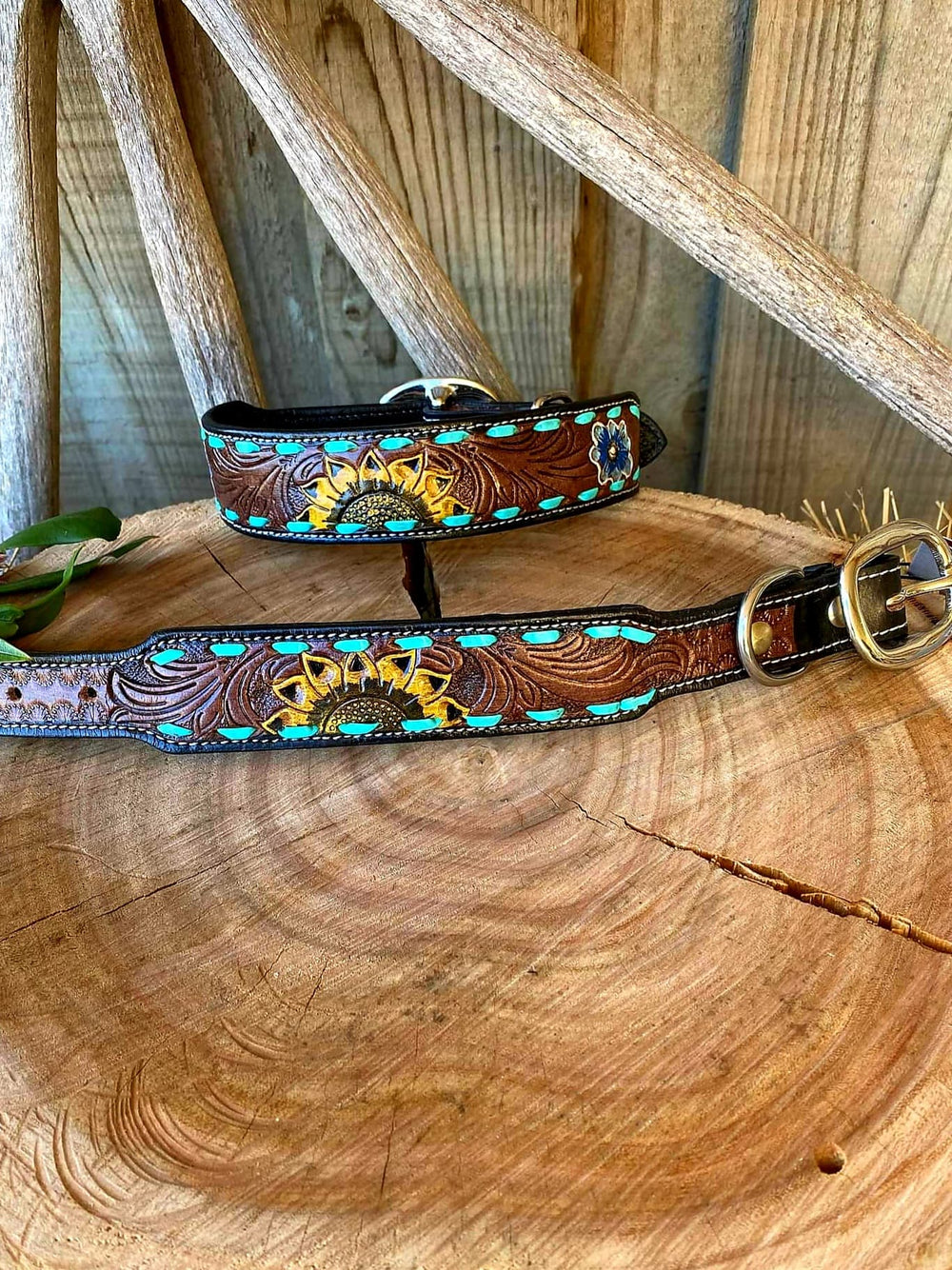 Collar Genuine Leather Tooled Dog Collar