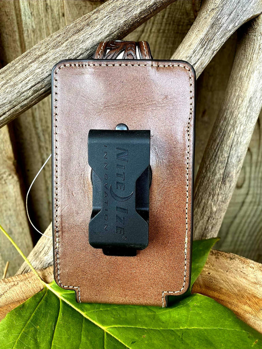 Phone -  Genuine Tooled Leather Phone Holder Case