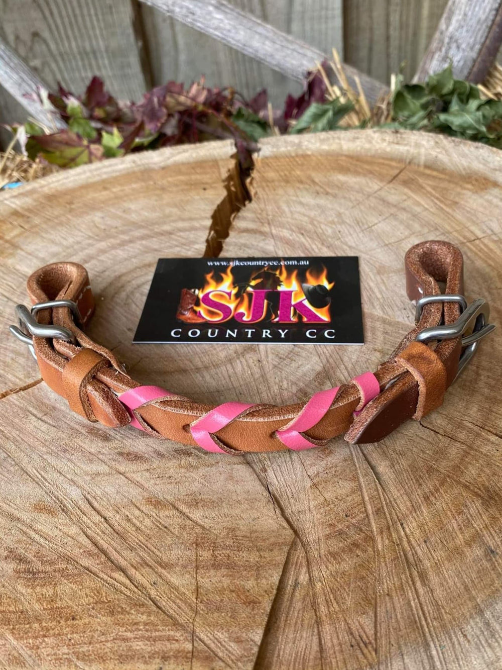 Curb Strap - ® braided leather curb strap with buckles