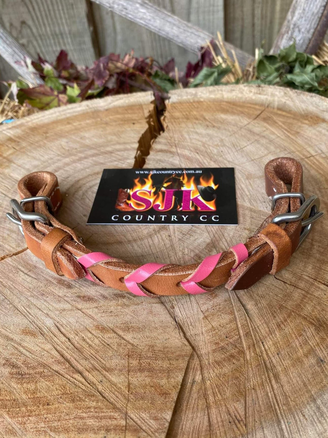 Curb Strap - ® braided leather curb strap with buckles