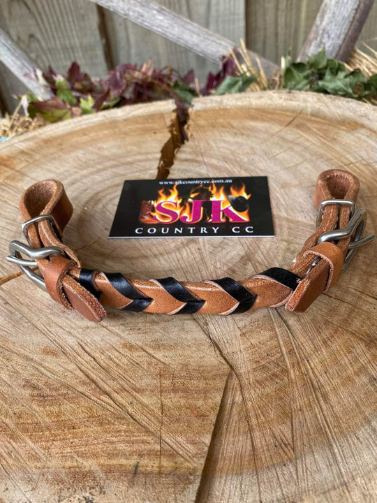 Curb Strap - ® braided leather curb strap with buckles