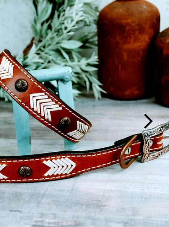 Collar - Couture Leather Western Dog Collar Rawhide