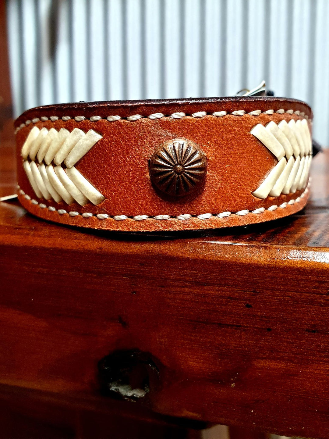 Collar - Couture Leather Western Dog Collar Rawhide