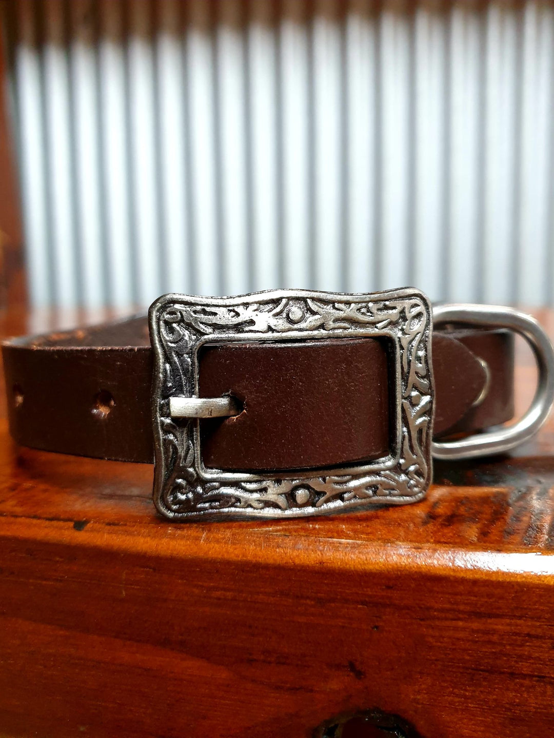 Collar - Couture Leather Western Dog Collar Aqua