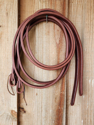 Reins - USA Made Heavy Duty Quality Harness Leather Split Reins 3/4  8 FT"