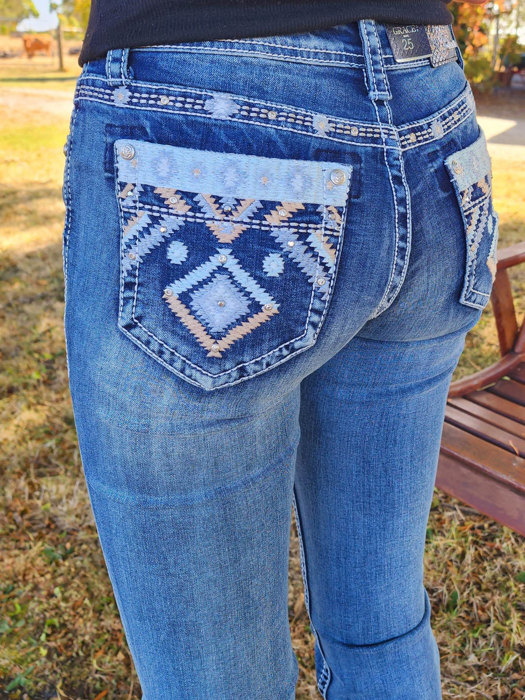 Grace in LA Easy Fit COMFY  Mid Rise Cody  Jeans Size 25