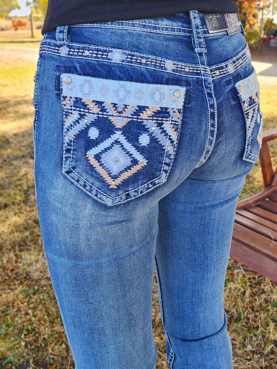 Grace in LA Easy Fit COMFY  Mid Rise Cody  Jeans Size 25