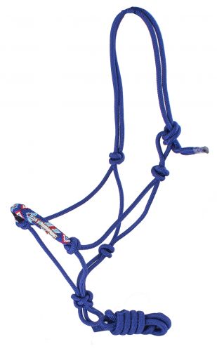 Halter - Blue Beaded Cowboy Knot Rope Halter